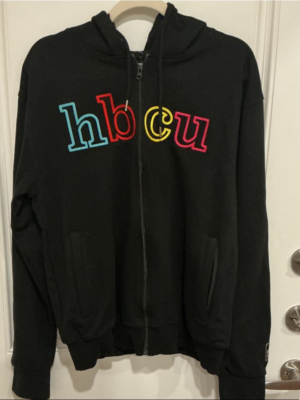 Y2K YARD TALK 101 Black Hoodie with Colorful "hbcu" Lettering